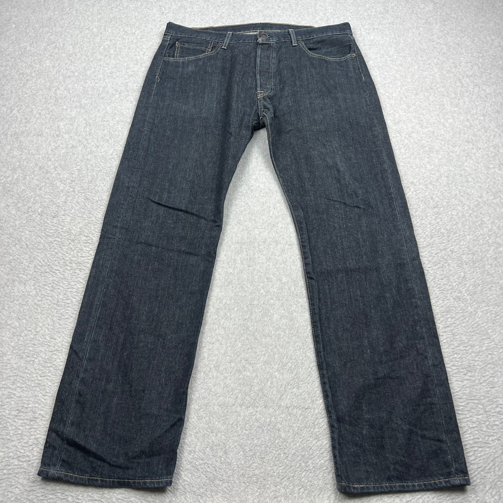 Levi's 501 Jeans Mens 36x32 Blue Dark Wash Straight Leg Button Fly Denim Red Tab